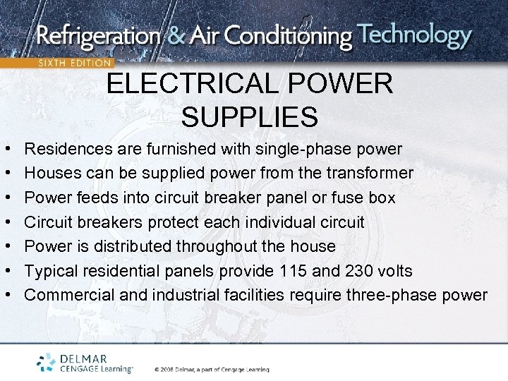 ELECTRICAL POWER SUPPLIES • • Residences are furnished with single-phase power Houses can be