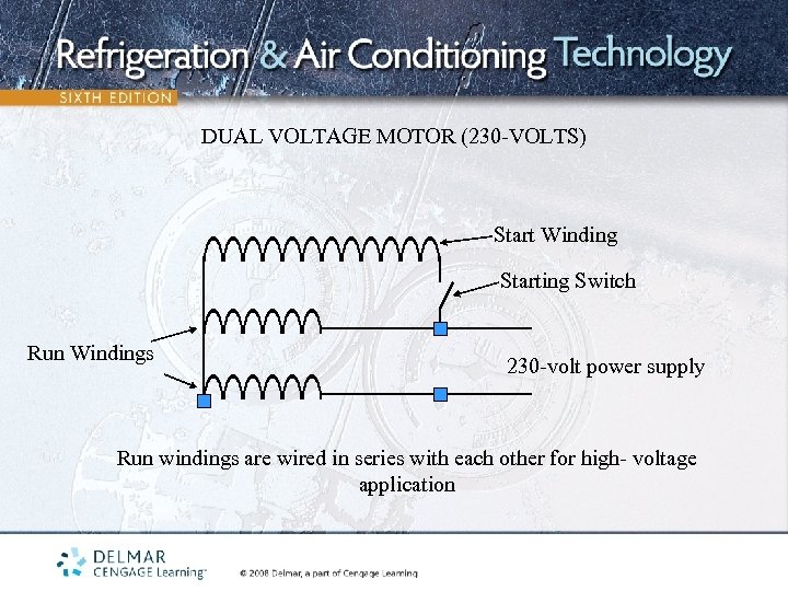 DUAL VOLTAGE MOTOR (230 -VOLTS) Start Winding Starting Switch Run Windings 230 -volt power