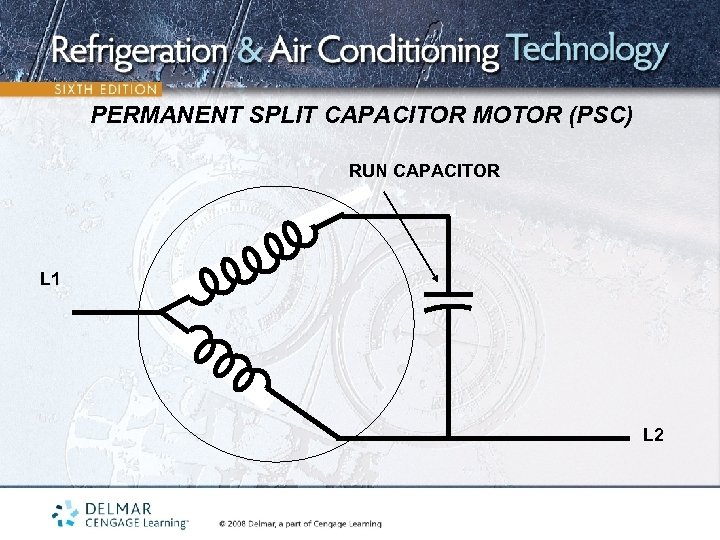 PERMANENT SPLIT CAPACITOR MOTOR (PSC) RUN CAPACITOR L 1 L 2 