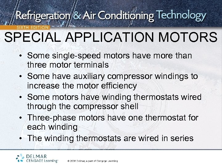 SPECIAL APPLICATION MOTORS • Some single-speed motors have more than three motor terminals •