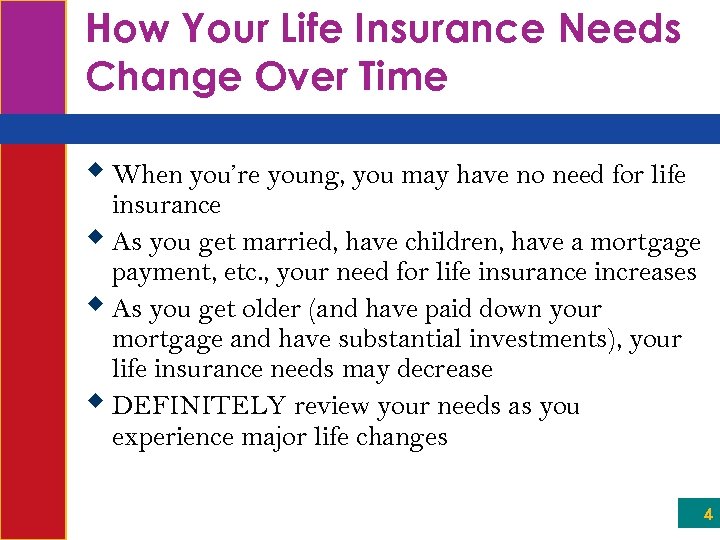 How Your Life Insurance Needs Change Over Time w When you’re young, you may