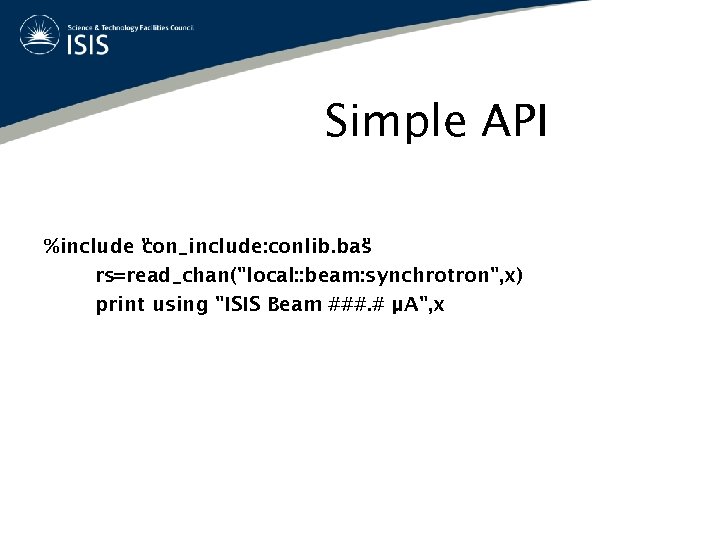 Simple API %include 