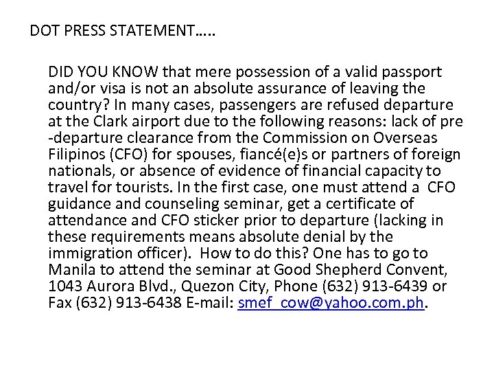 DOT PRESS STATEMENT…. . DID YOU KNOW that mere possession of a valid passport