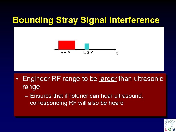 Bounding Stray Signal Interference RF A US A t • Engineer RF range to