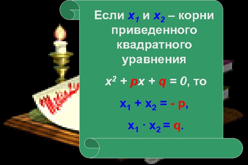 Если х1 и х2 – корни Видео приведенного квадратного уравнения х2 + px +