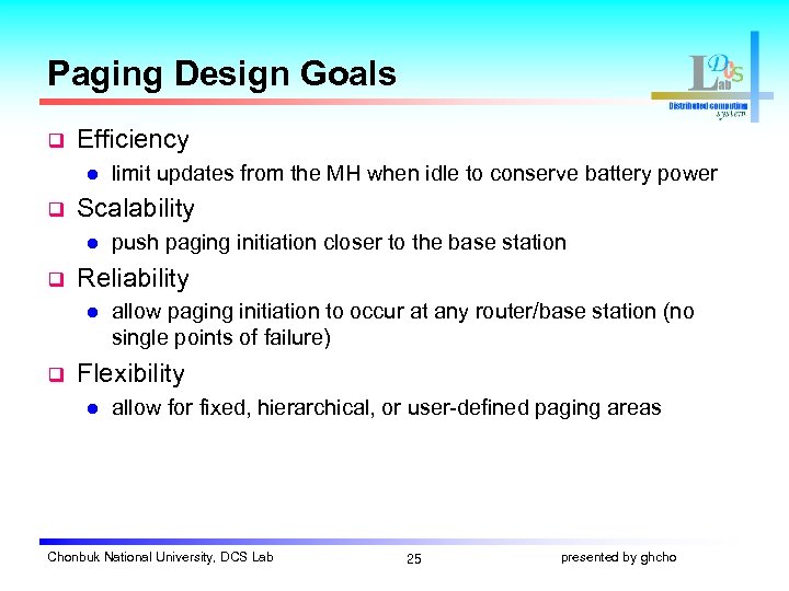 Paging Design Goals q Efficiency l q Scalability l q push paging initiation closer