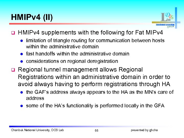 HMIPv 4 (II) q HMIPv 4 supplements with the following for Fat MIPv 4