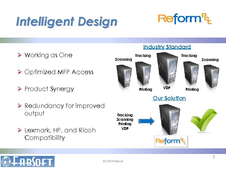 Intelligent Design Industry Standard Ø Working as One Scanning Tracking Scanning Ø Optimized MFP