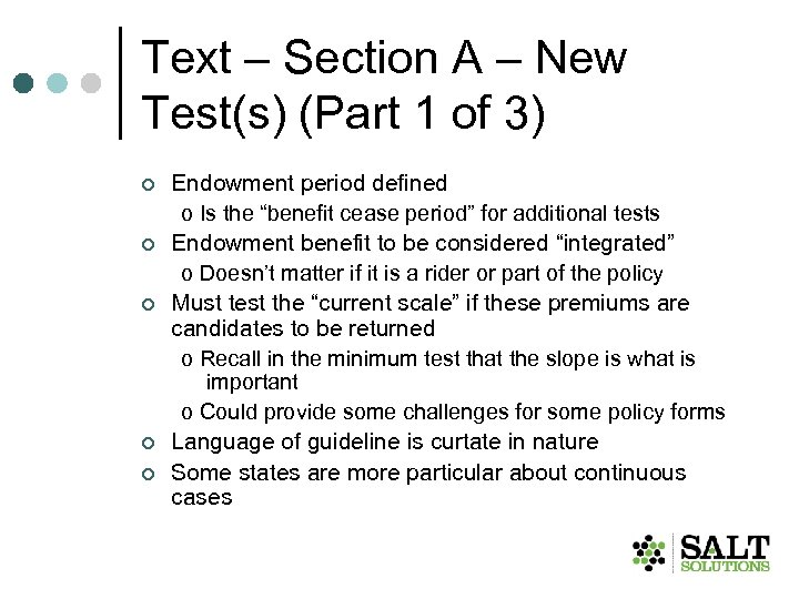 Text – Section A – New Test(s) (Part 1 of 3) ¢ ¢ ¢