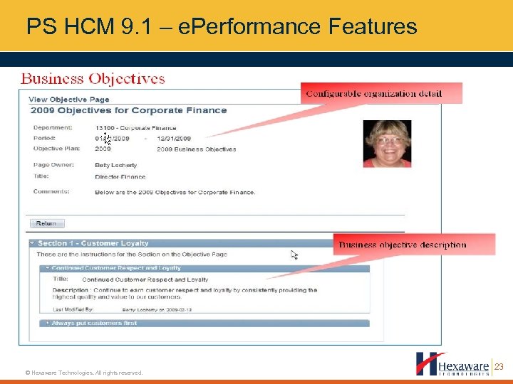 PS HCM 9. 1 – e. Performance Features © Hexaware Technologies. All rights reserved.