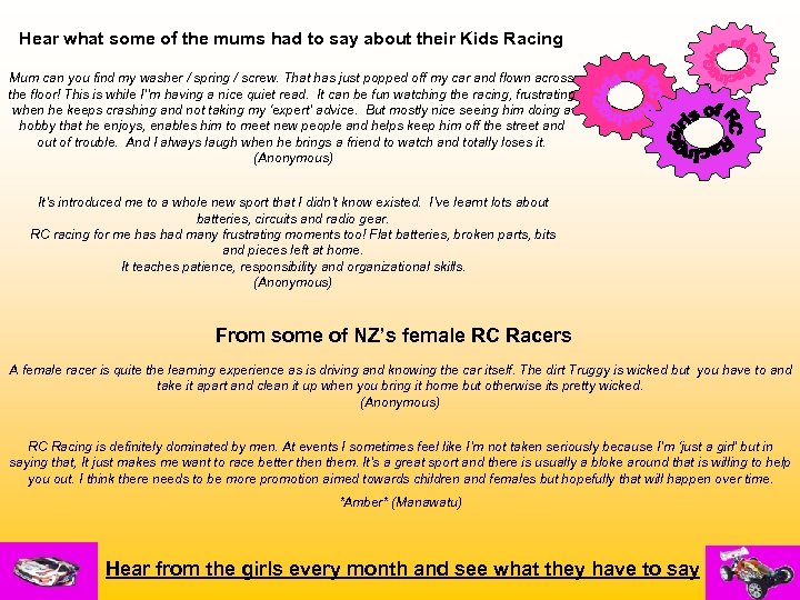 Hear what some of the mums had to say about their Kids Racing Mum