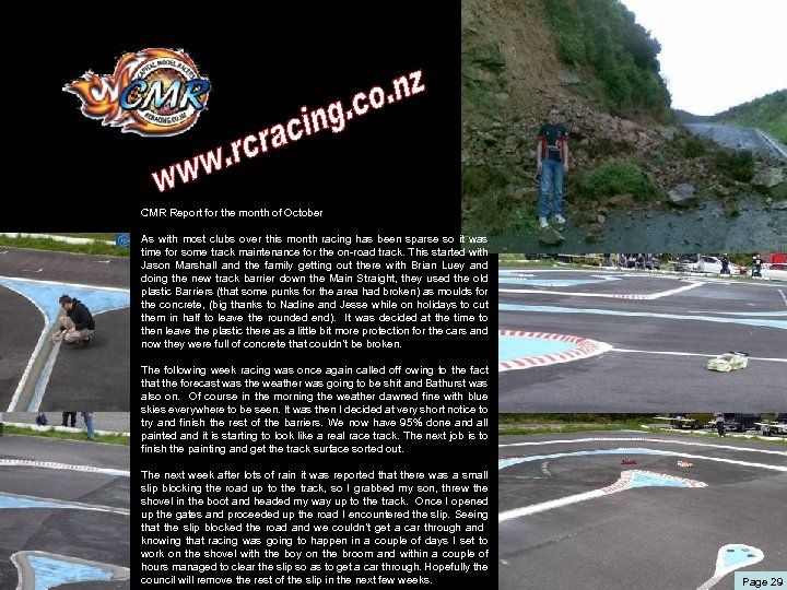 CMR Report for the month of October As with most clubs over this month