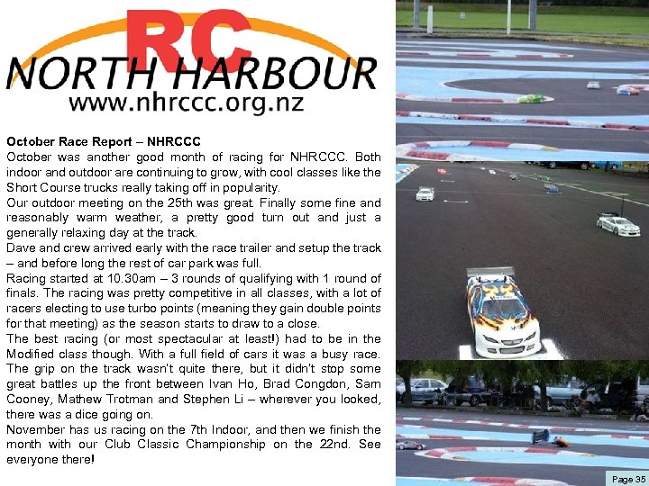 October Race Report – NHRCCC October was another good month of racing for NHRCCC.