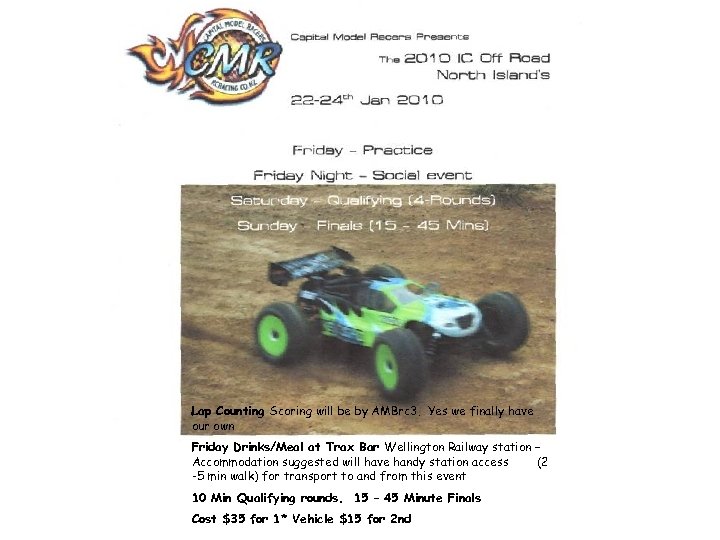 Lap Counting Scoring will be by AMBrc 3. Yes we finally have our own