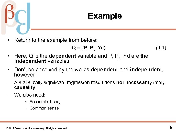 Example • Return to the example from before: Q = f(P, Ps, Yd) (1.