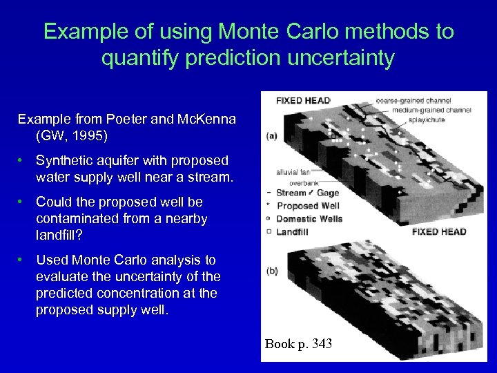 Example of using Monte Carlo methods to quantify prediction uncertainty Example from Poeter and