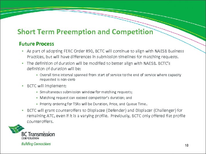 Short Term Preemption and Competition Future Process • As part of adopting FERC Order