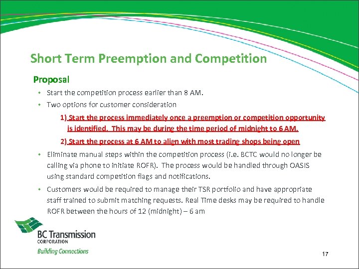 Short Term Preemption and Competition Proposal • Start the competition process earlier than 8