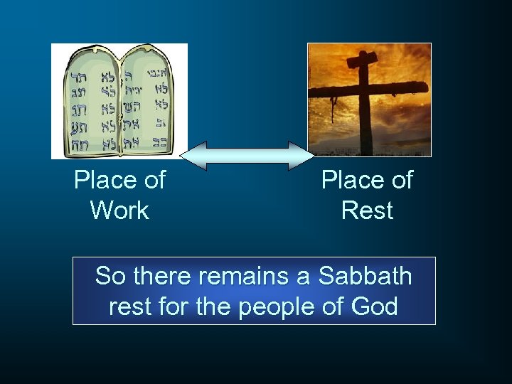 Place of Work Place of Rest So there remains a Sabbath rest for the