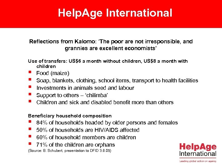 Help. Age International Reflections from Kalomo: ‘The poor are not irresponsible, and grannies are