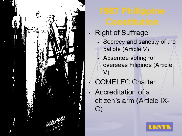 1987 Philippine Constitution § Right of Suffrage § § Secrecy and sanctity of the