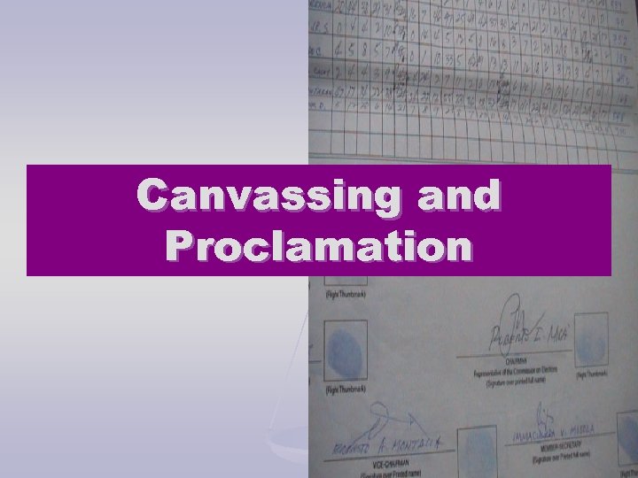 Canvassing and Proclamation LENTE 