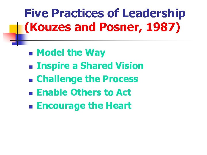 Becoming A Visionary Leader THEMES n n