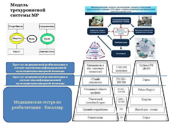 Модель трехуровневой системы МР Врач по медицинской реабилитации в составе высококвалифицированной мультидисциплинарной команды Врач