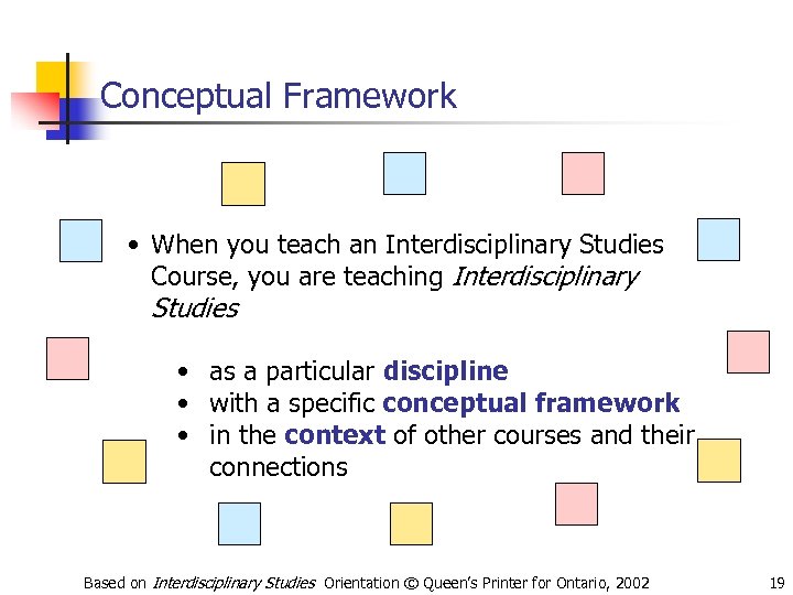 Conceptual Framework • When you teach an Interdisciplinary Studies Course, you are teaching Interdisciplinary