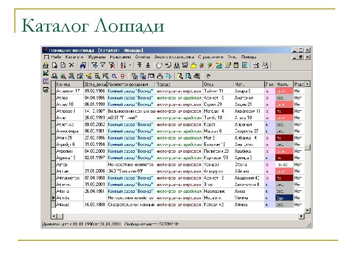 Каталог Лошади 