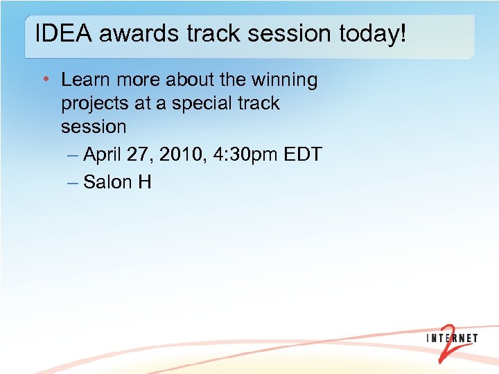 IDEA awards track session today! • Learn more about the winning projects at a