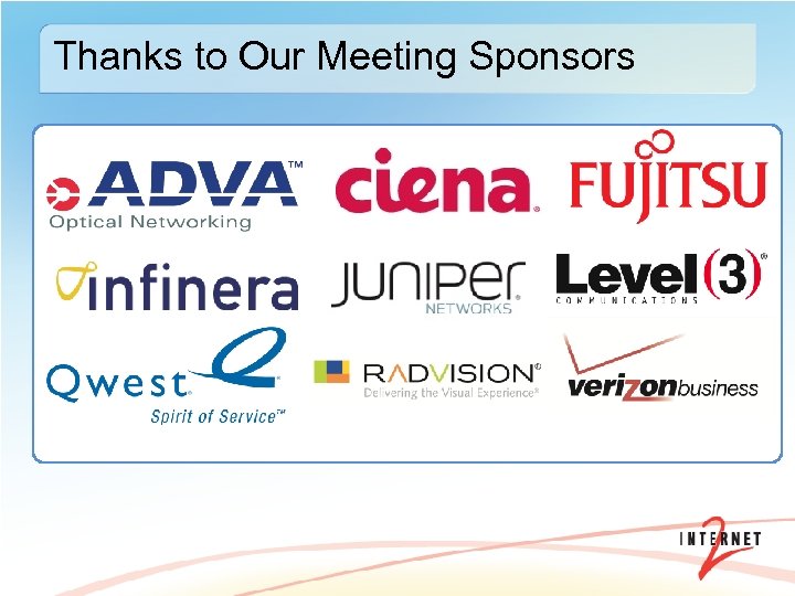 Thanks to Our Meeting Sponsors 