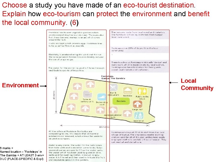 Choose a study you have made of an eco-tourist destination. Explain how eco-tourism can