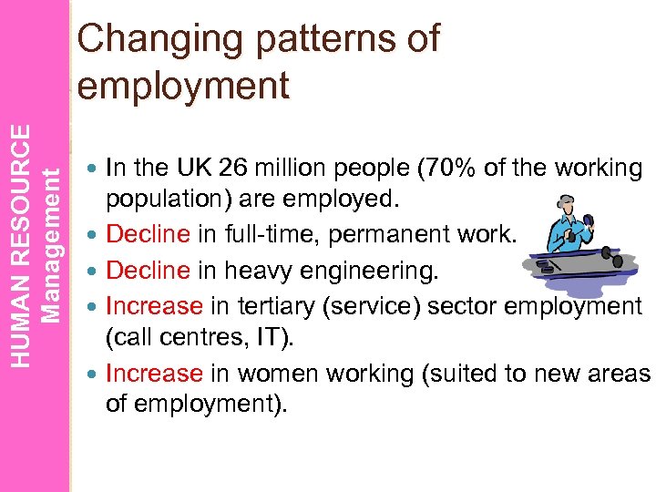 HUMAN RESOURCE Management Changing patterns of employment In the UK 26 million people (70%