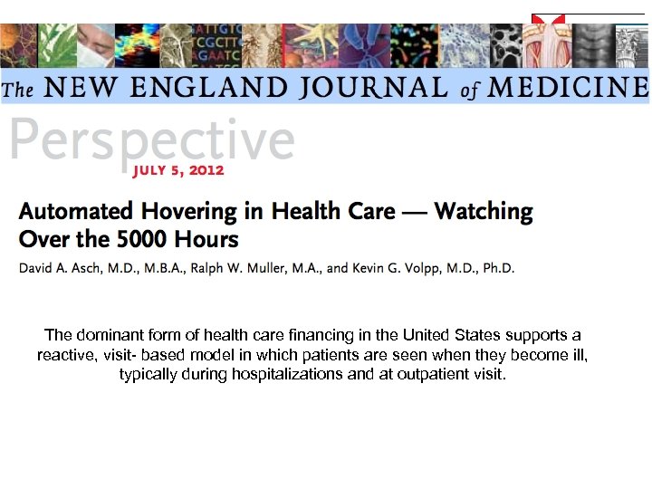 The dominant form of health care financing in the United States supports a reactive,