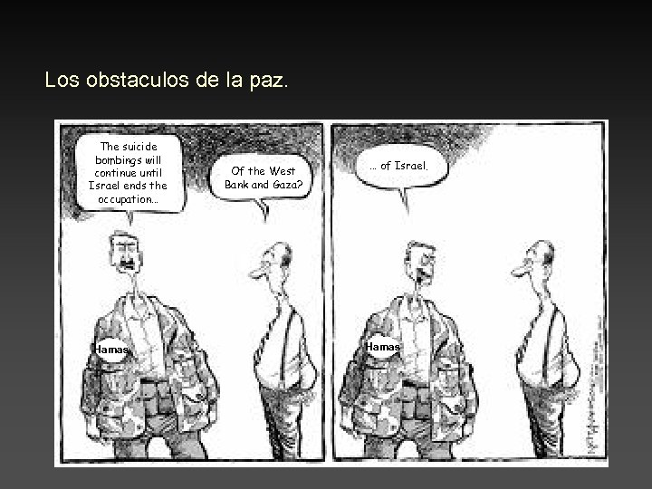 Los obstaculos de la paz. The suicide bombings will continue until Israel ends the