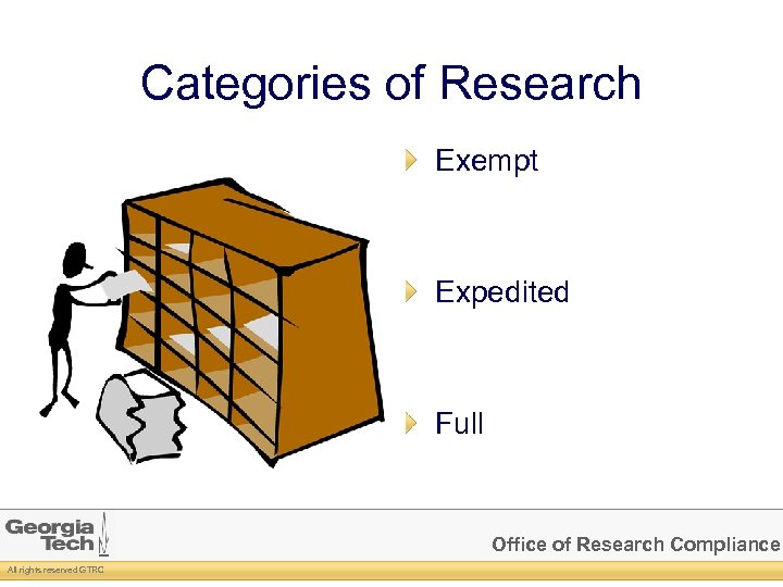 Categories of Research Exempt Expedited Full Office of Research Compliance All rights reserved GTRC