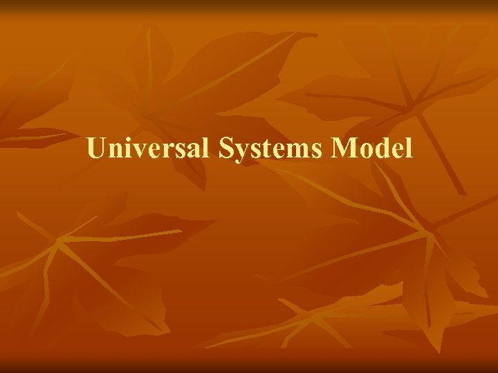 Universal Systems Model 