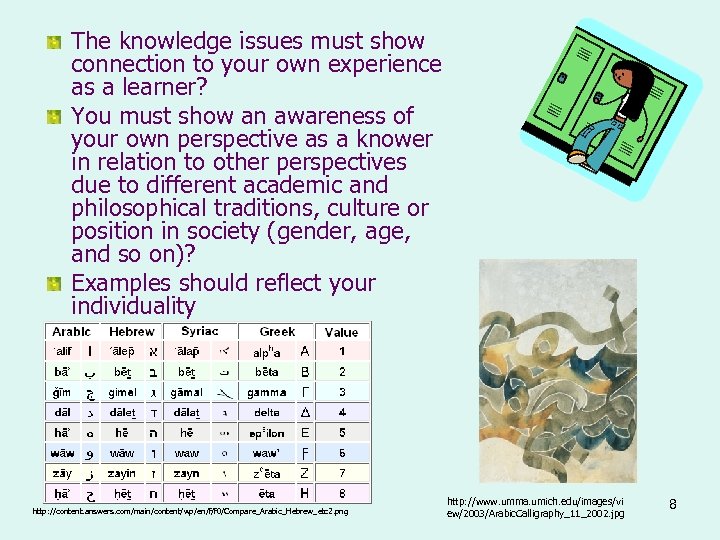 The knowledge issues must show connection to your own experience as a learner? You