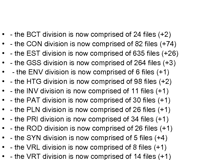  • • • • - the BCT division is now comprised of 24