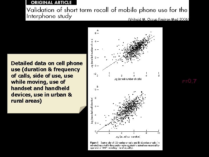 (Vriheid M, Occup Environ Med 2006) Detailed data on cell phone use (duration &