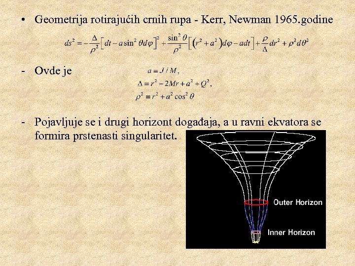  • Geometrija rotirajućih crnih rupa - Kerr, Newman 1965. godine - Ovde je