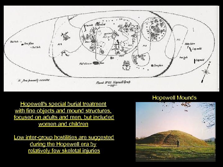 Hopewell Mounds Hopewell's special burial treatment with fine objects and mound structures, focused on