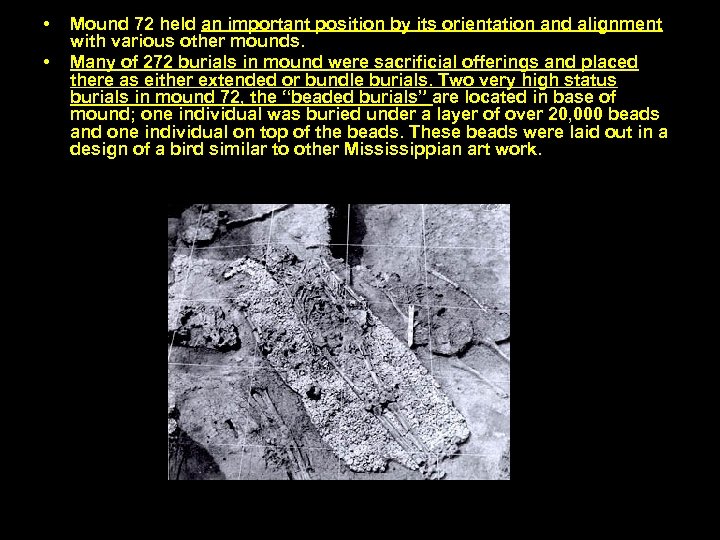  • • Mound 72 held an important position by its orientation and alignment