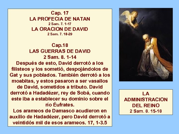 Cap. 17 LA PROFECIA DE NATAN 2 Sam. 7. 1 -17 LA ORACION DE