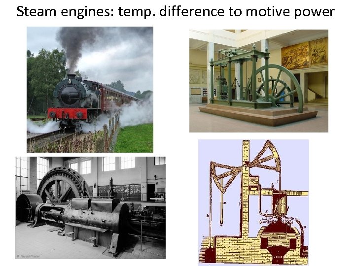 Steam engines: temp. difference to motive power 