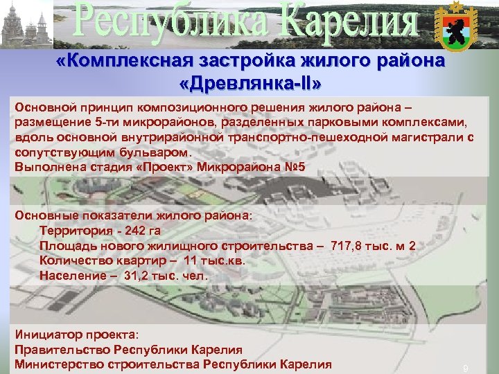  «Комплексная застройка жилого района «Древлянка-II» Основной принцип композиционного решения жилого района – размещение