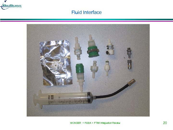 Fluid Interface WONDER = PGBA + PTIM Integration Review 20 