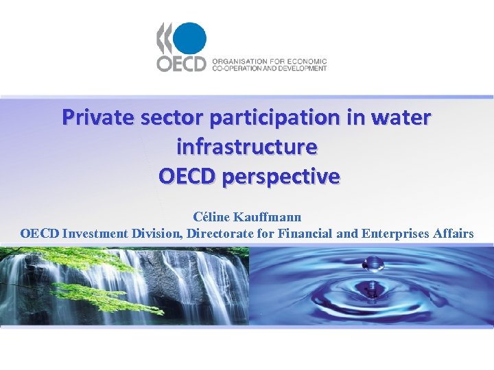 Private sector participation in water infrastructure OECD perspective Céline Kauffmann OECD Investment Division, Directorate