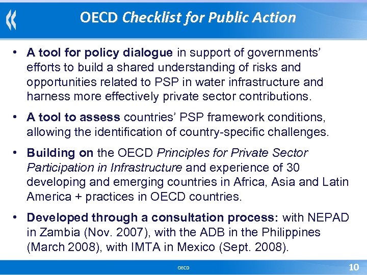 OECD Checklist for Public Action • A tool for policy dialogue in support of